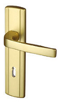 Klamka z szyldem z dziurką na klucz w kolorze złotym